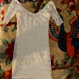 Pimkie dress size small white floral lace design half sleeve with lining